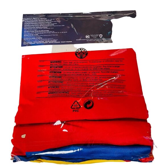 WONDER WOMAN Costume DC Rubies Womens Shirt and Cape Multicolor M/10 to 14 Adult - Picture 2 of 3